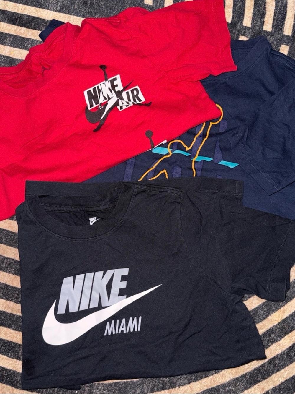Nike Kids Short-Sleeve Logo Tees - Red, Black & Navy (XL)